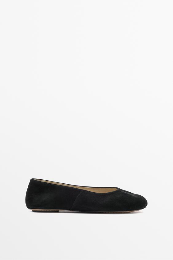 Bailarina piel ante soft - Negro de Zara - Imagen 0
