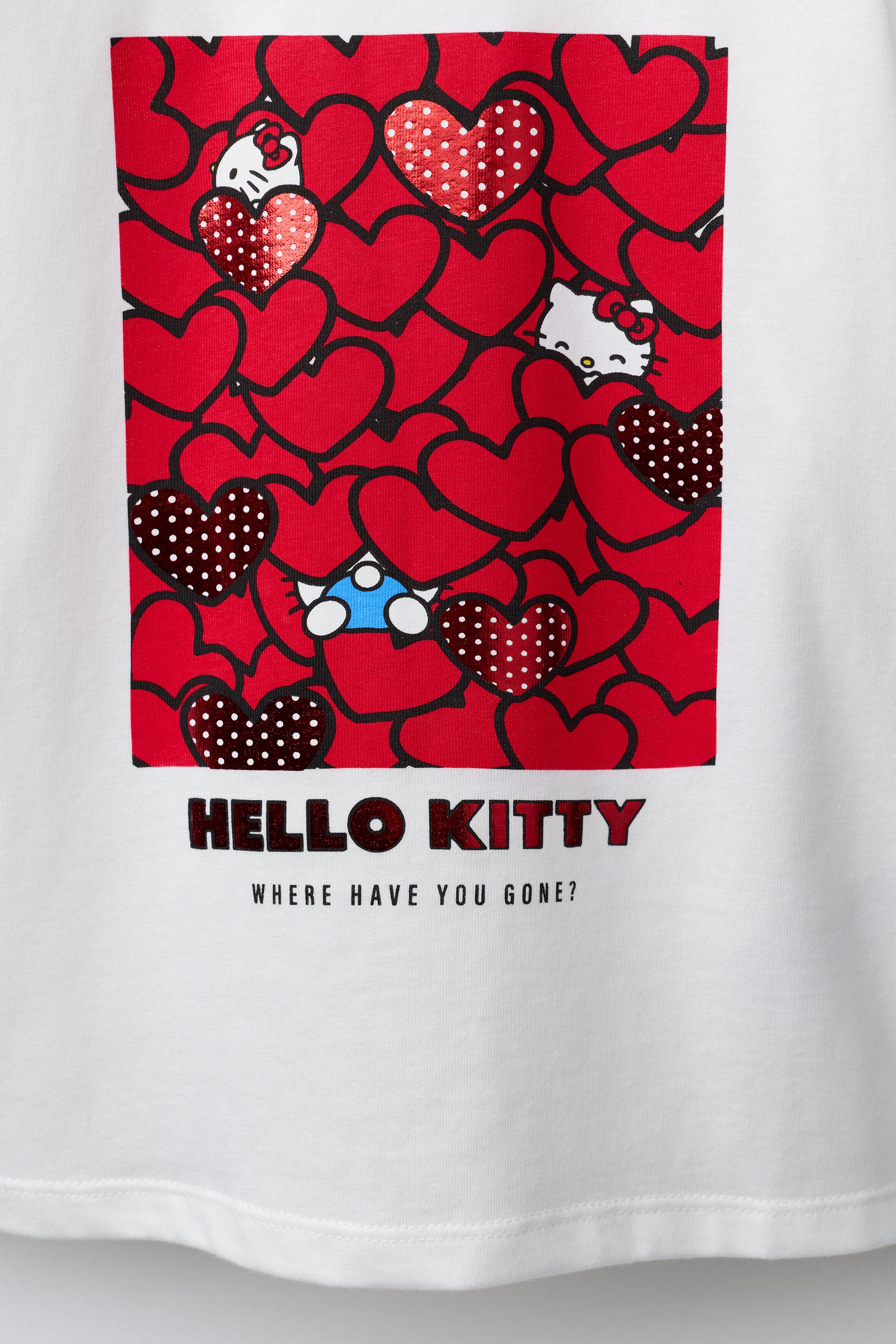 HELLO KITTY © SANRIO HEART PRINT T-SHIRT - Ecru | ZARA