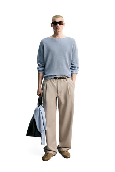 Zara SILK - LINEN TEXTURED JUMPER - Sky blue
