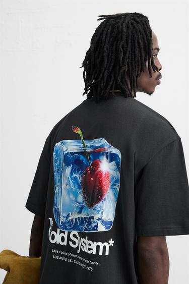 CONTRAST PRINT T-SHIRT - Black by Zara - Image 6