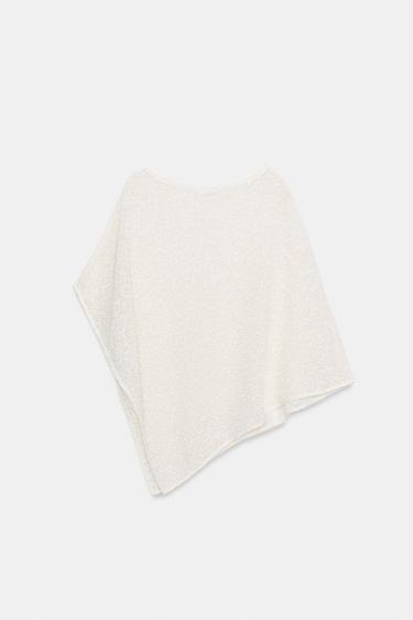 ASYMMETRIC METALLIC THREAD CAPE - Ecru by Zara