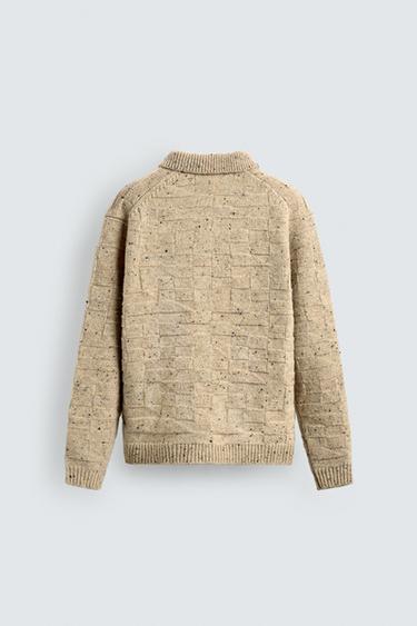 POLO EN MAILLE DE LAINE BOUTONNÉ - Beige / Marron clair de Zara - Image 9