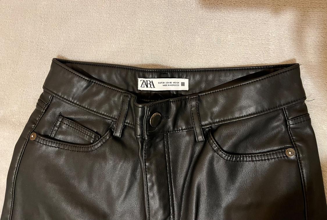 STRAIGHT FIT LONG LENGTH FAUX LEATHER TROUSERS - Image 6