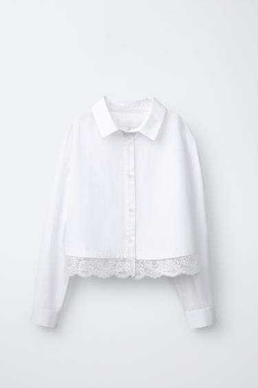 LACE DETAIL SHIRT - White by Zara
