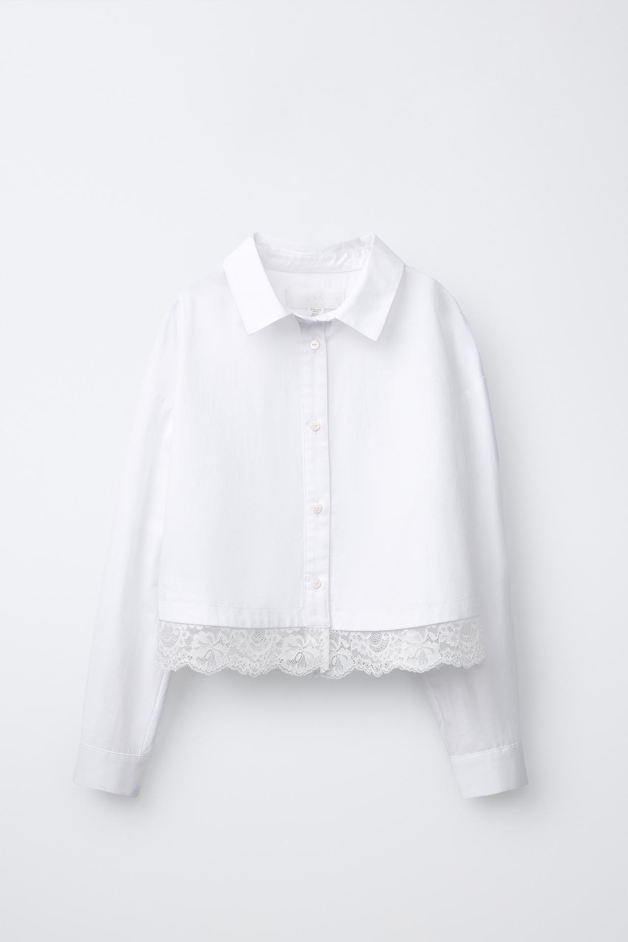 LACE DETAIL SHIRT — White
