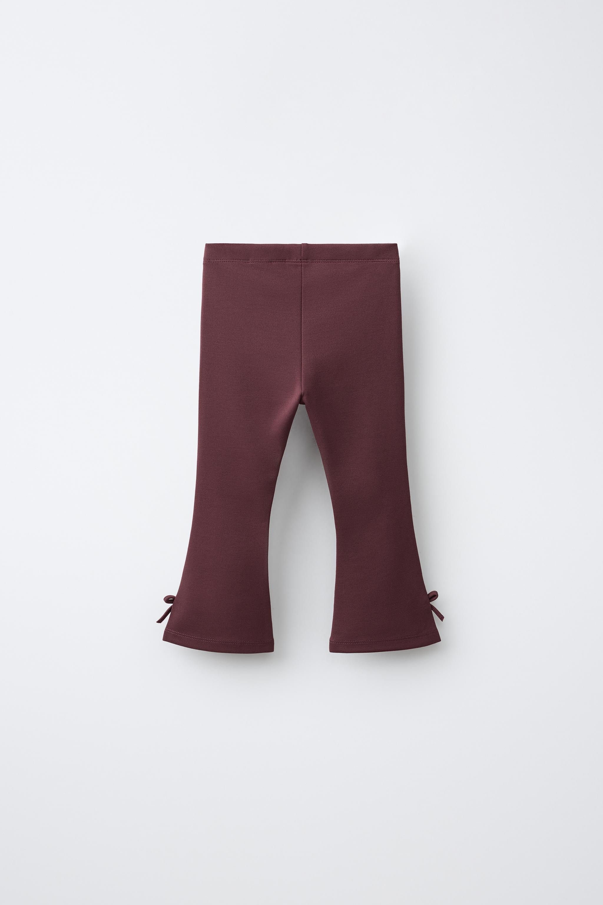 PUNTO ROMA FLARE LEGGINGS WITH BOWS — Eggplant