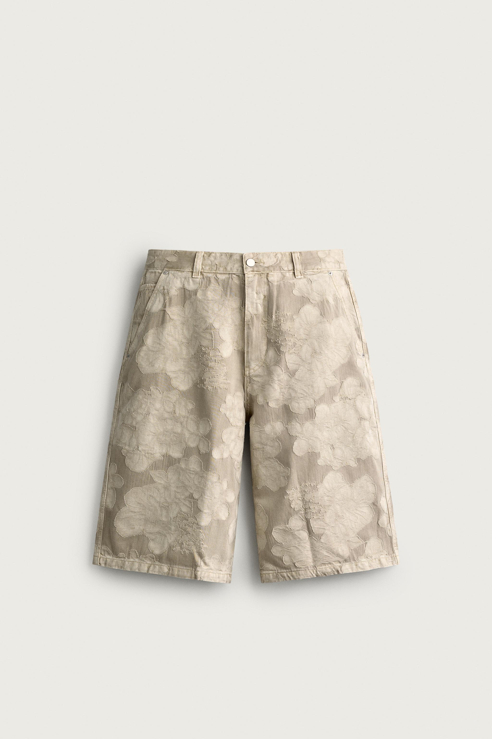 BAGGY FIT FLORAL JACQUARD SHORTS