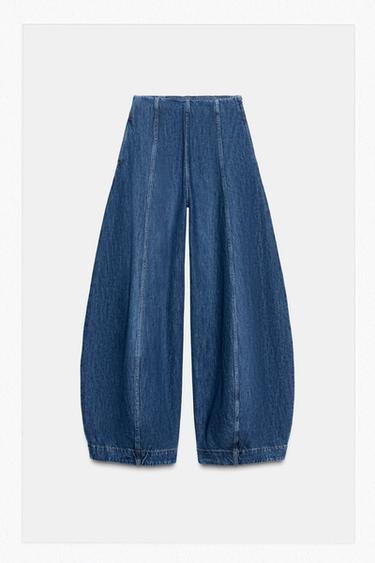 Zara ZW COLLECTION BALLOON HIGH WAIST JEANS - Blue