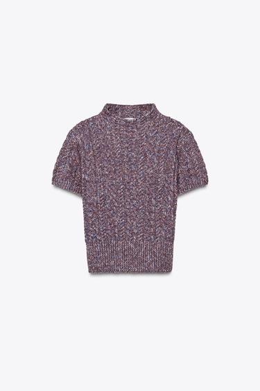 HIGH NECK KNIT SWEATER - Aubergine by Zara