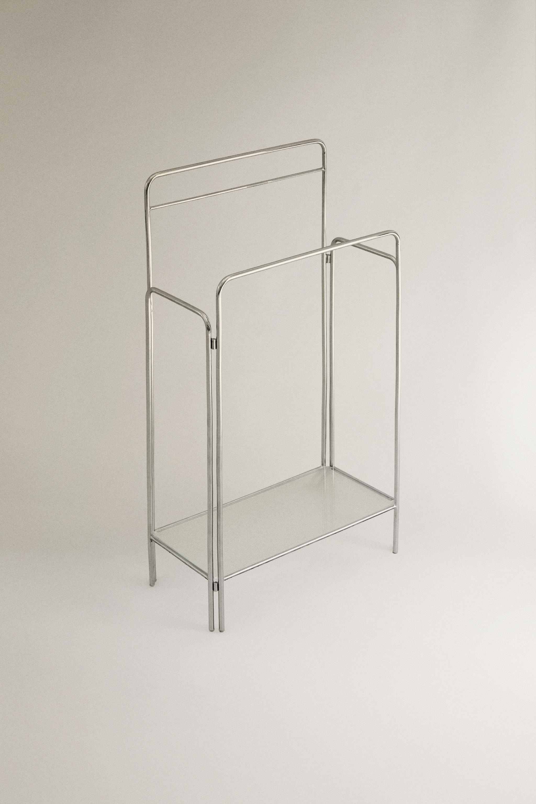 STEEL AND GLASS TOWEL RACK — Gray