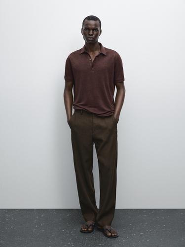 Polo manga corta 100% lino - Burdeos de Zara - Imagen 0