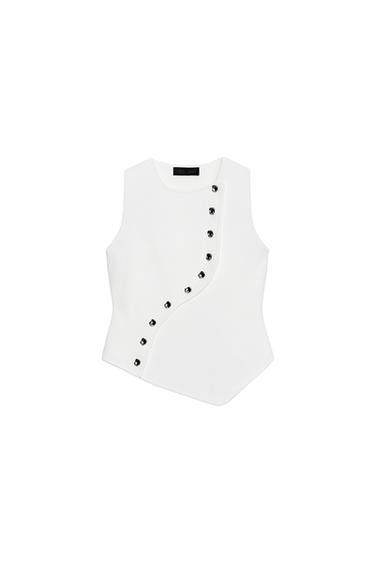 ASYMMETRIC KNIT TOP - White by Zara