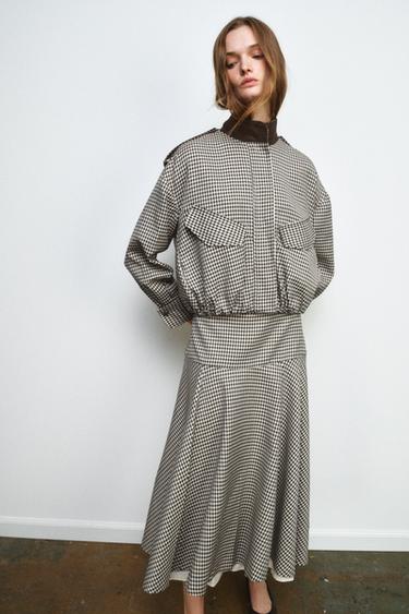 JUPE BIMATIÈRE À CARREAUX ZW COLLECTION - Marron de Zara - Image 1
