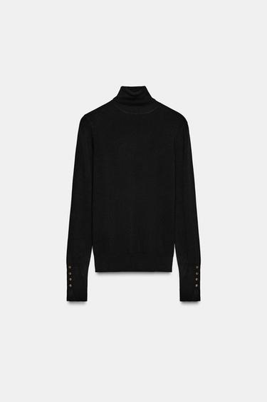 BASIC-STRICKPULLOVER MIT STEHKRAGEN - Schwarz von Zara