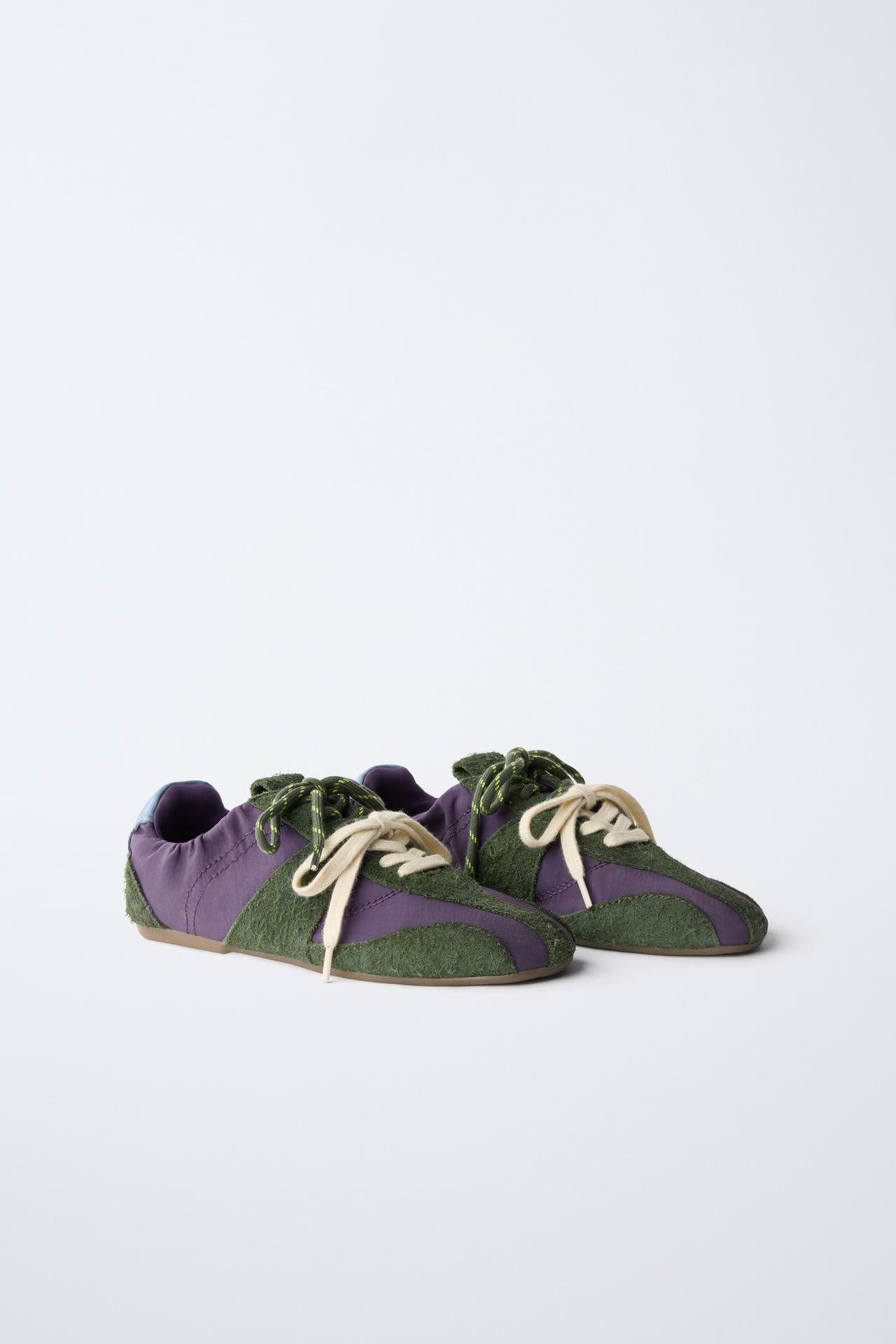 COMBINATION LEATHER SNEAKERS — Purple