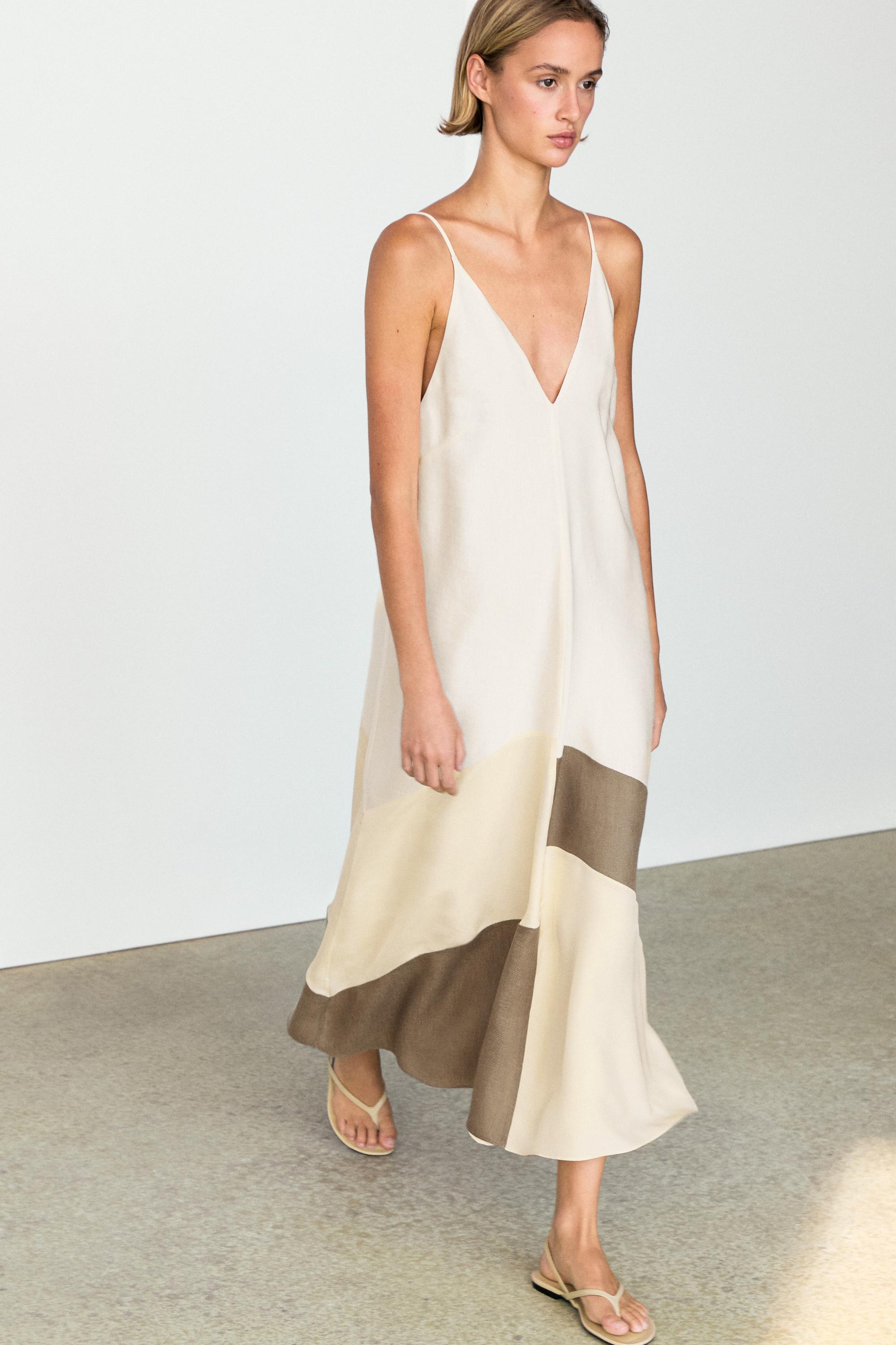 Robe midi fluide contrastée