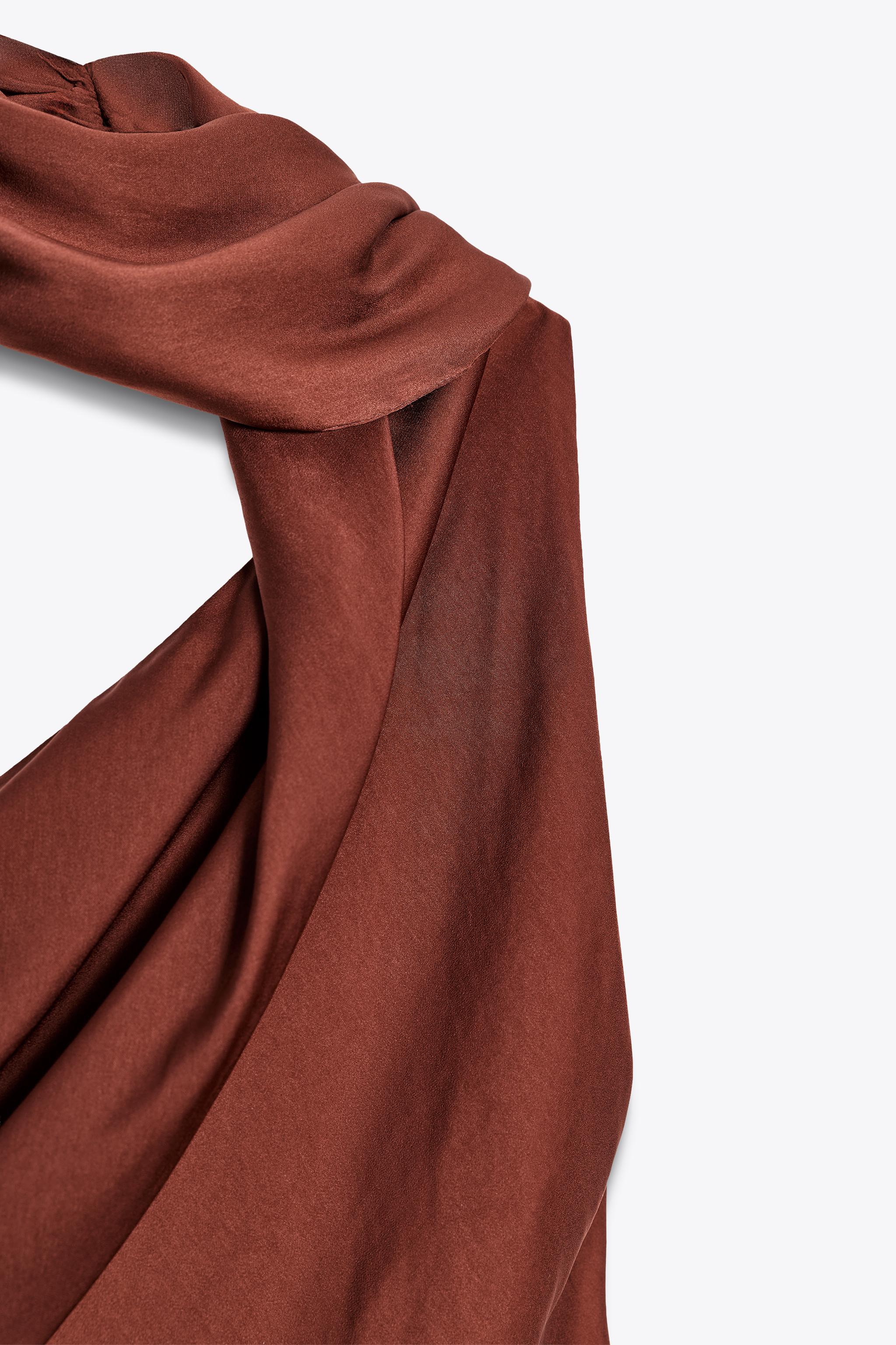ASYMMETRIC SCARF MIDI DRESS - Brown | ZARA United States