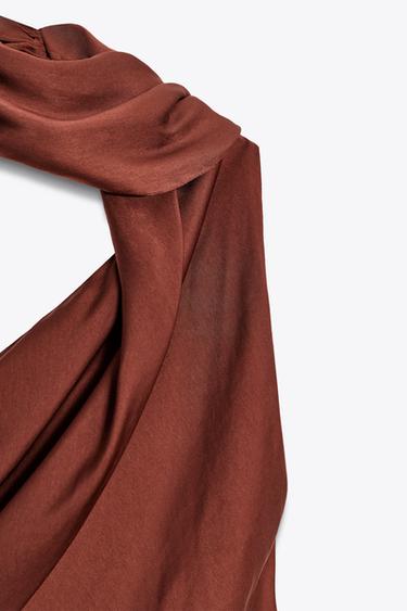 ASYMMETRIC MIDI DRESS WITH SCARF - Brown by Zara - Image 7