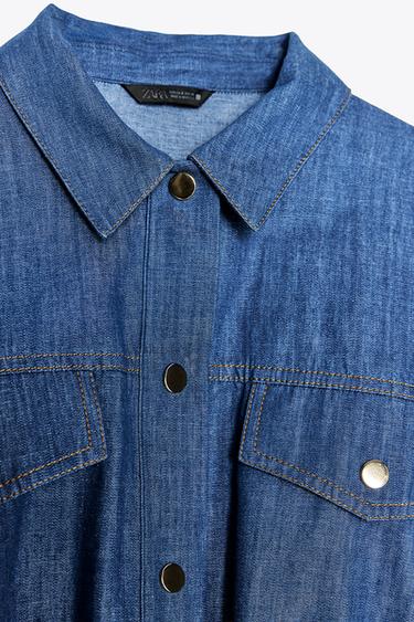 VESTE EN LIN À MANCHES COURTES - Indigo de Zara - Image 7