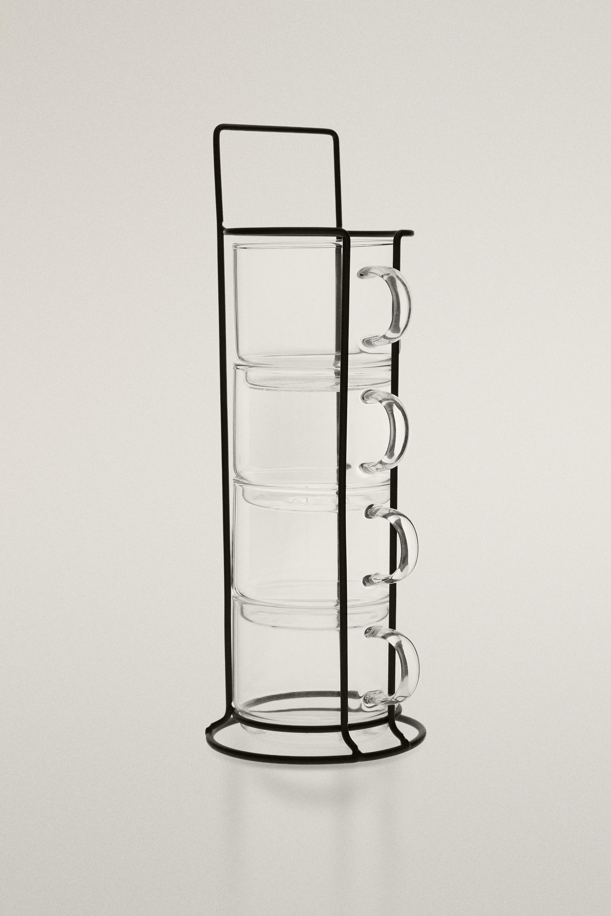 BOROSILICATE GLASS CUP TOWER (SET OF 4)