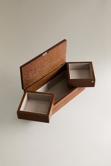 RECTANGULAR WOODEN JEWELLERY BOX - Brown by Zara - Image 4