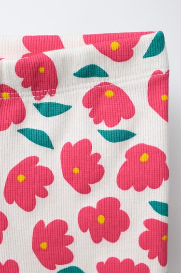 PRINTED T-SHIRT AND CYCLING RIB LEGGINGS SET - Light fuchsia by Zara - Image 3