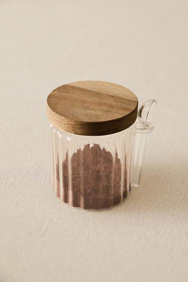 BOROSILICATE GLASS AND WOOD SUGAR BOWL - 990 by Zara