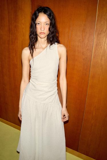 ROBE ASYMÉTRIQUE TEXTURÉE - Écru de Zara - Image 2