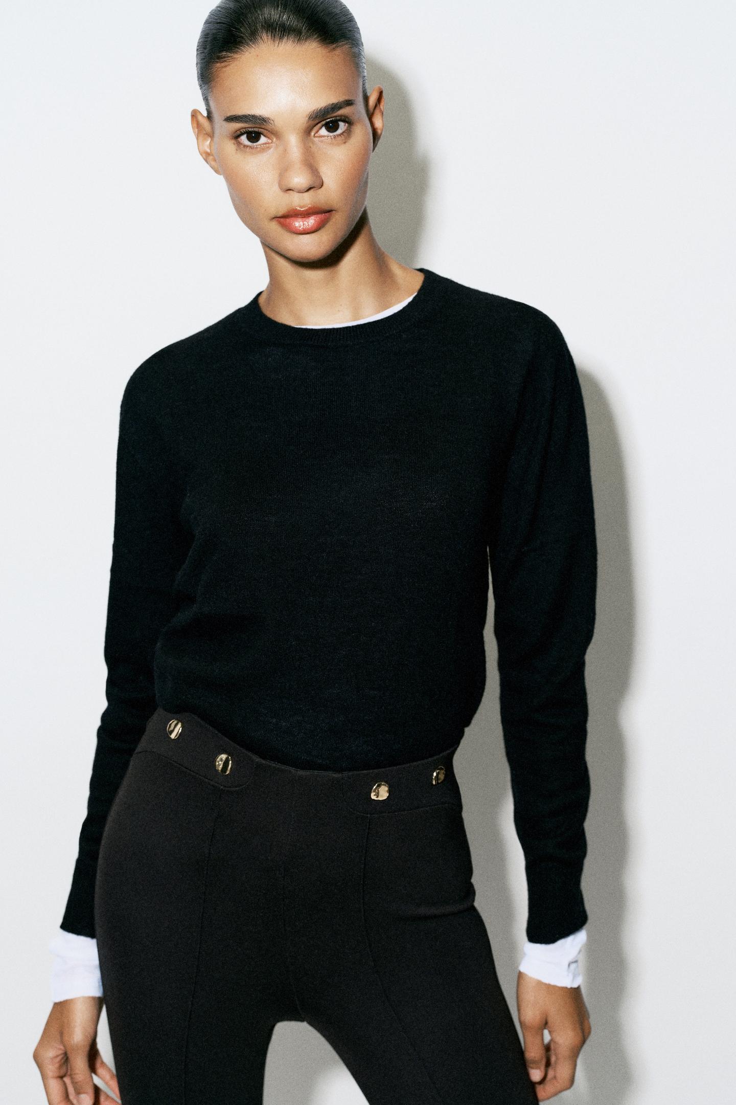 Женские леггинсы Zara Button, цвет: Чёрный — фото 3