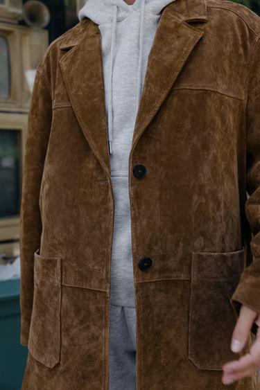 100% LEATHER LONG JACKET - whisky by Zara - Image 5