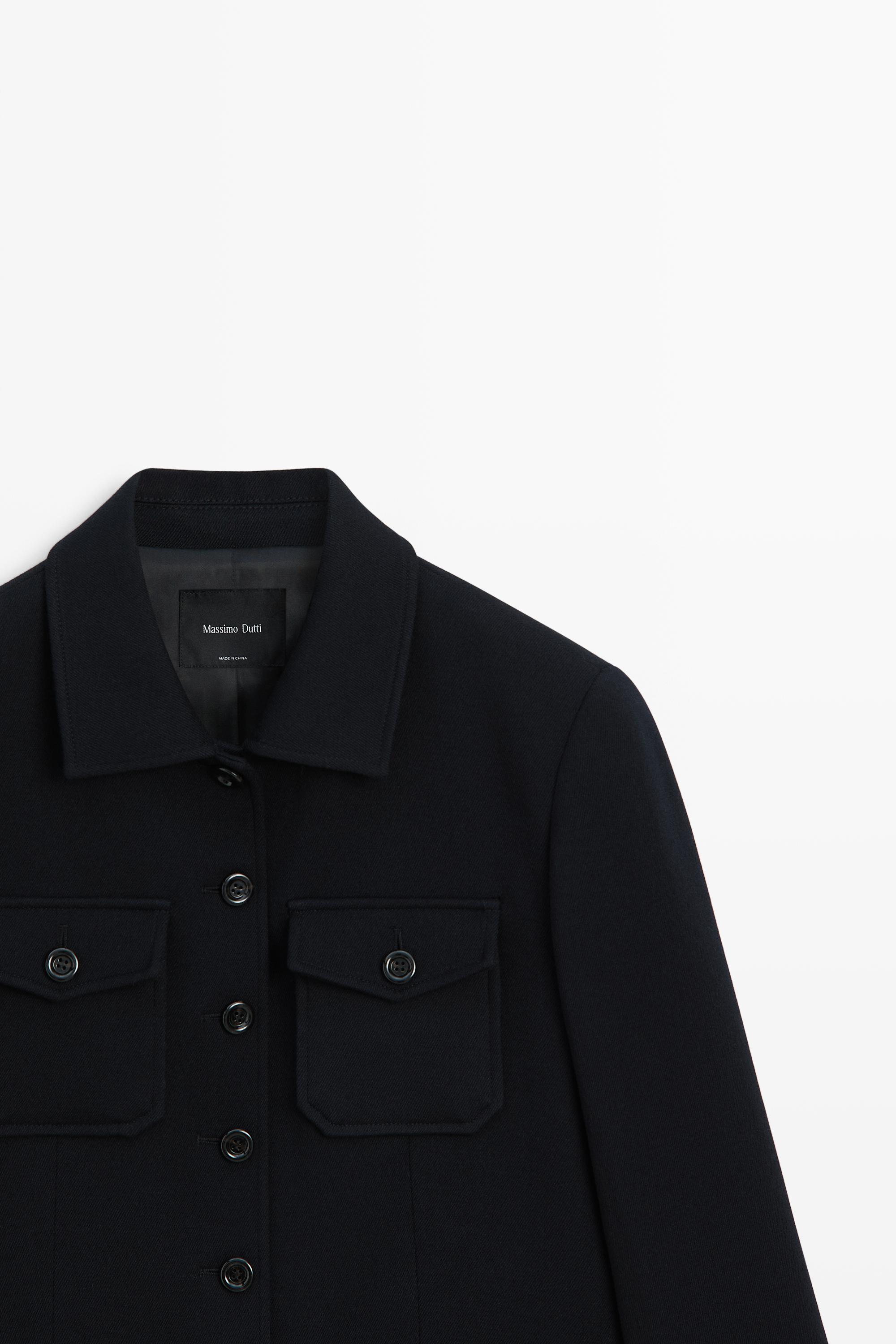 Wool blend jacket with pocket detail