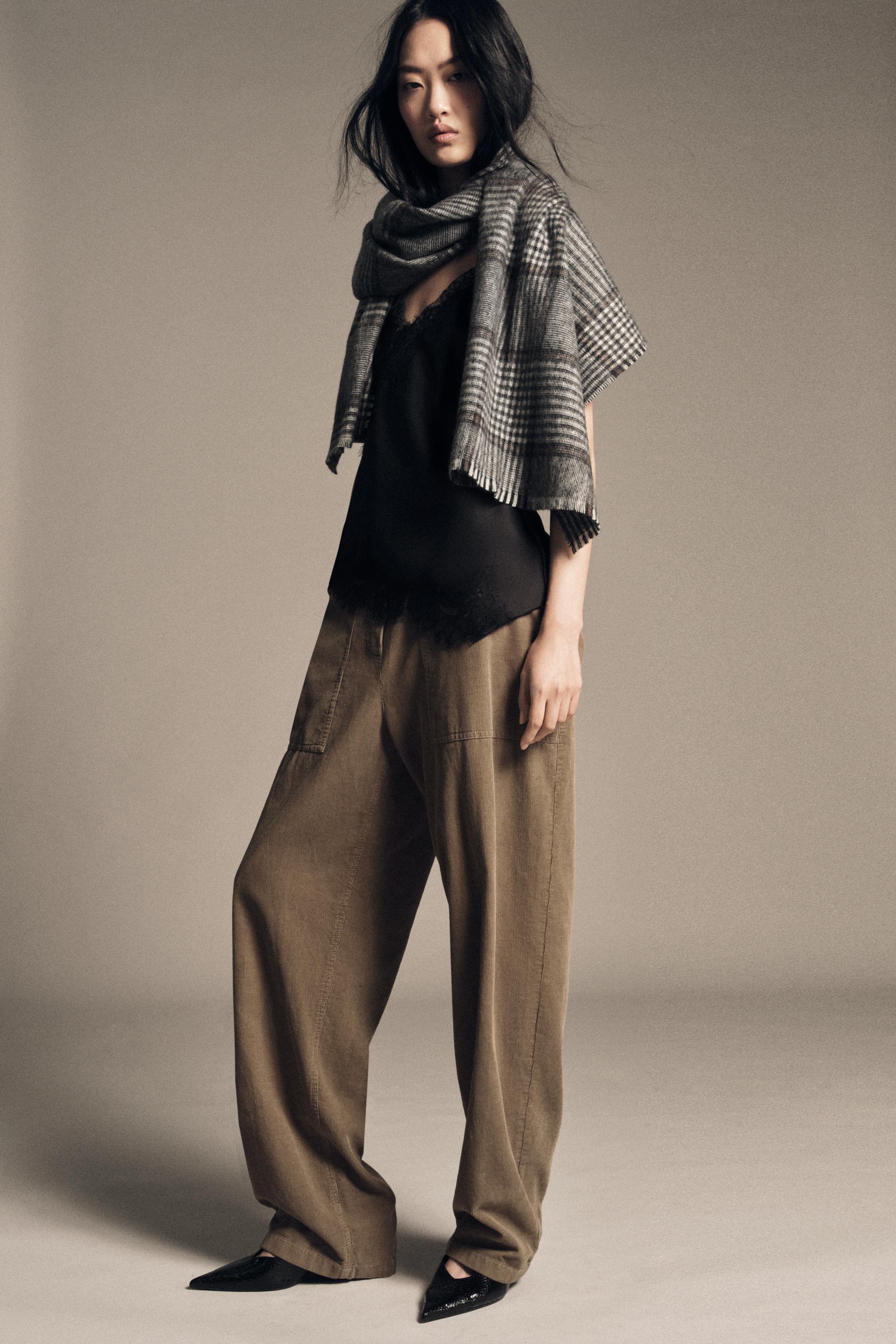 チェックスカーフ Acne Studios - モヘアチェックスカーフ - トープ/グリーン/ブラック