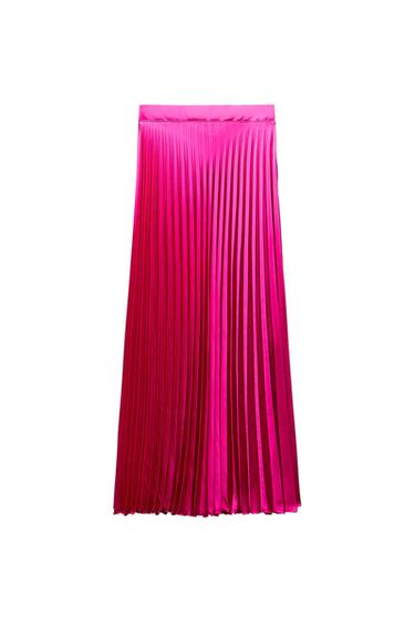 SATIN PLEATED SKIRT