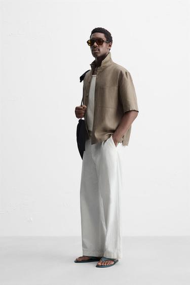 VISCOSE AND JUTE SHIRT - Mink by Zara - Image 3