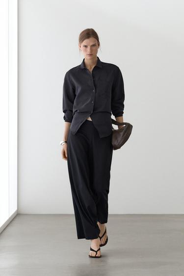 Zara Flowing technical shirt - Dark navy - Image 0