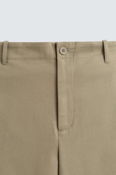 SHORT RELAXED FIT EN COTON ET LIN - brun de Zara - Image 8