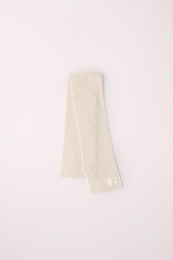 RIB-KNIT 100% WOOL SCARF CREATED BY CARAMEL LONDON X ZARA - Ecru by Zara - Image 0