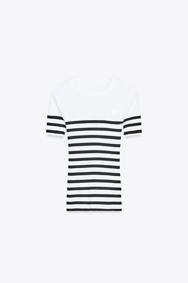 T-SHIRT RAYÉ AVEC FERMOIR ZARA - rayures de Zara - Image 3