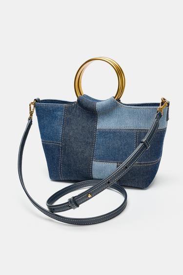 MINI SACA PATCHWORK - Azul Vaquero de Zara