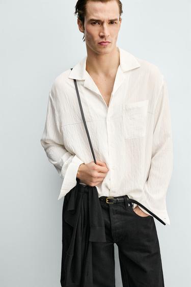 FLUID RELAXED FIT TEXTURED SHIRT - White by Zara - Image 5