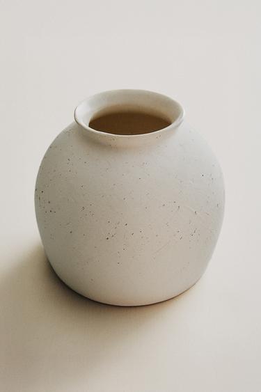 ROUND CERAMIC VASE - White by Zara