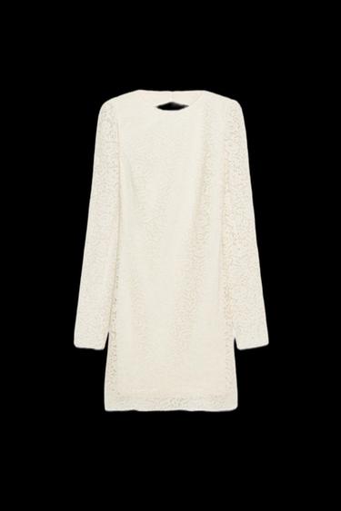 Zara SHORT LACE DRESS - Oyster-white