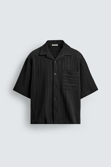 RELAXED FIT STRIPED SHIRT - Black by Zara