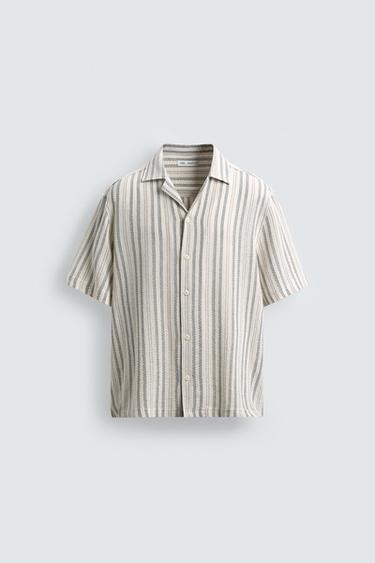 Zara GEOMETRIC JACQUARD SHIRT - Pink / White