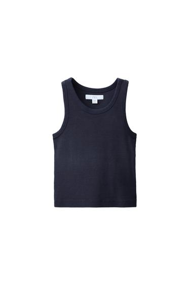 RIBBED RACERBACK T-SHIRT - Navy blue by Zara