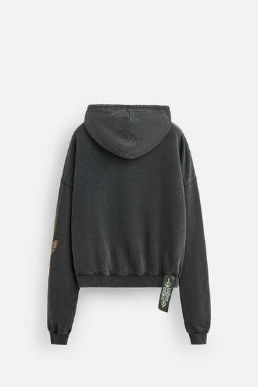 PRINTED HOODIE - Dark anthracite by Zara - Image 6