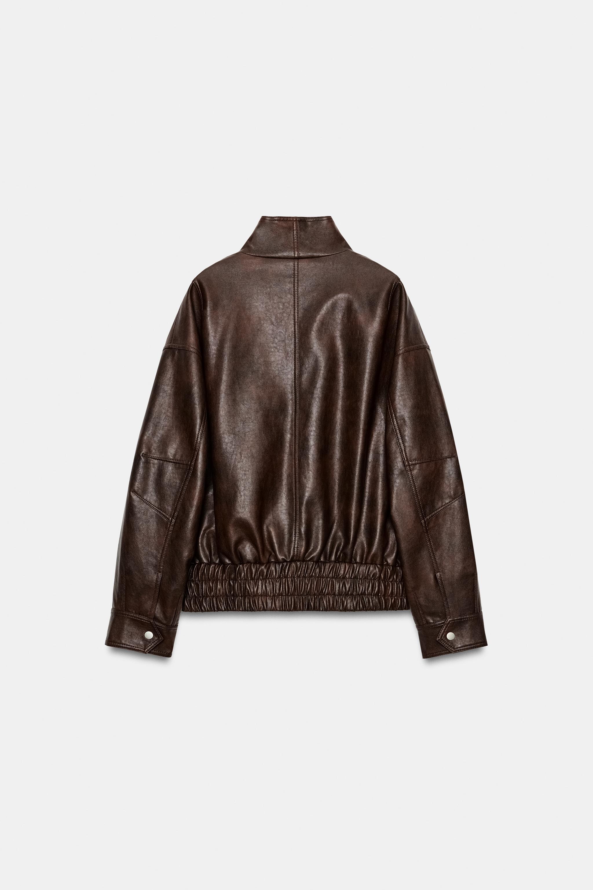 ZW COLLECTION FAUX LEATHER BOMBER JACKET - Brown | ZARA South Africa