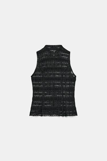 TOP EN DENTELLE À BRANDEBOURGS - Noir de Zara - Image 9