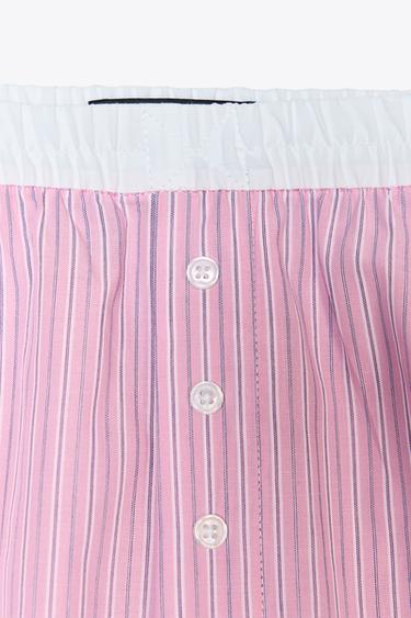 PANTALON PYJAMA BOXER À RAYURES - Rose / Blanc de Zara - Image 6