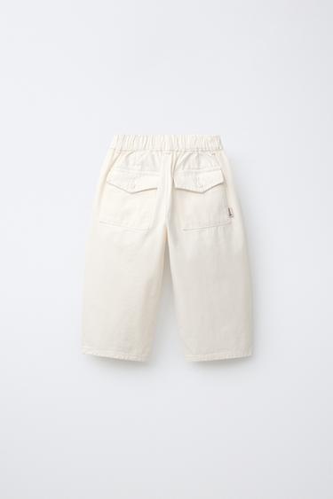 Zara BALLOON TWILL PANTS - Ecru